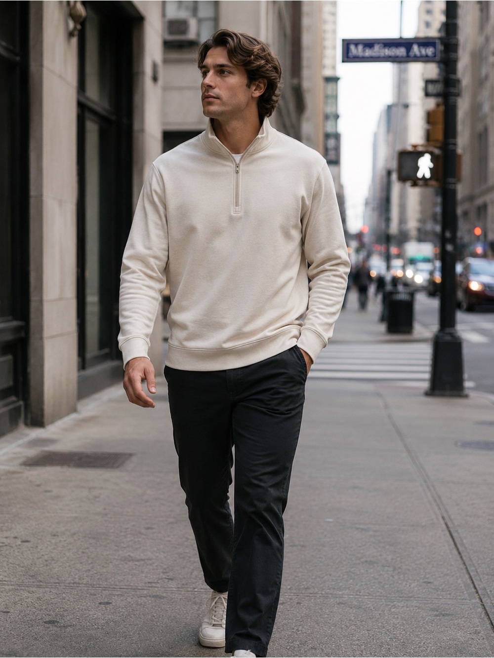 NWOT all in motion Men's Cream Quarter-Zip Pullover